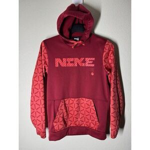 Nike Men's Therma-FIT‎ Pullover Printed Training Hoodie Size Small Red/Orange